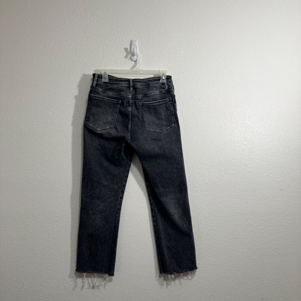 Frame Jeans Le One Crop Mini Boot in Faded Black Hughes Size 2 Raw Frayed Hem - Picture 4 of 8